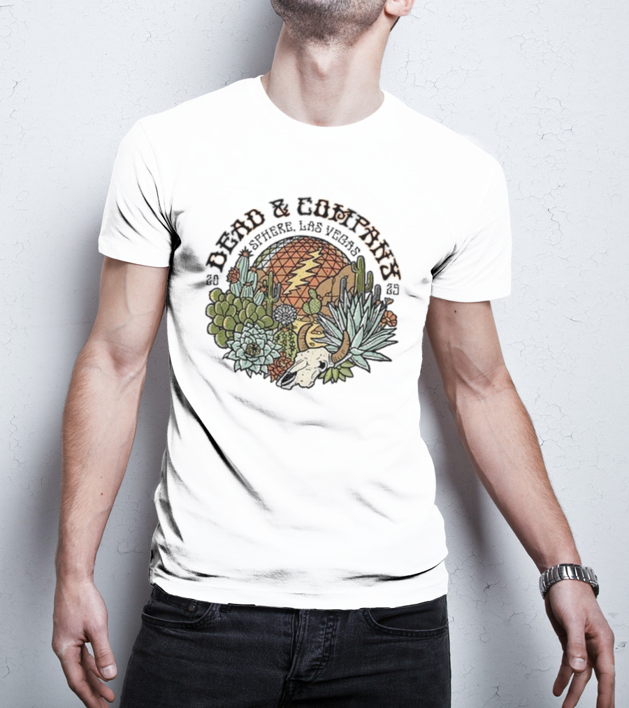 Dead & Company March 2025 Sphere Las Vegas NV Cactus Lightning Bolt T-Shirt