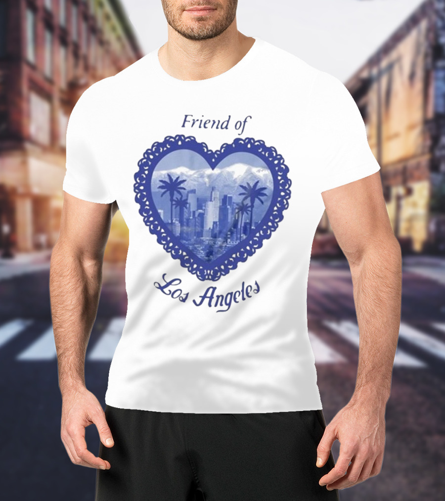 Friend Of Los Angeles Crooked Jon Lovett Heart Skyline Palms T-Shirt