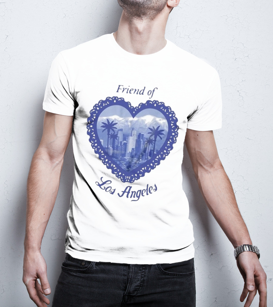 Friend Of Los Angeles Crooked Jon Lovett Heart Skyline Palms T-Shirt