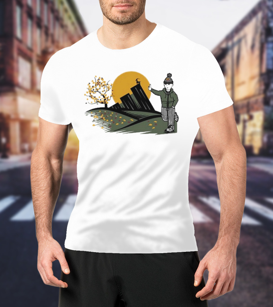 Daft Laddie Autumn Outdoors Skyline With Person Walking T-Shirt