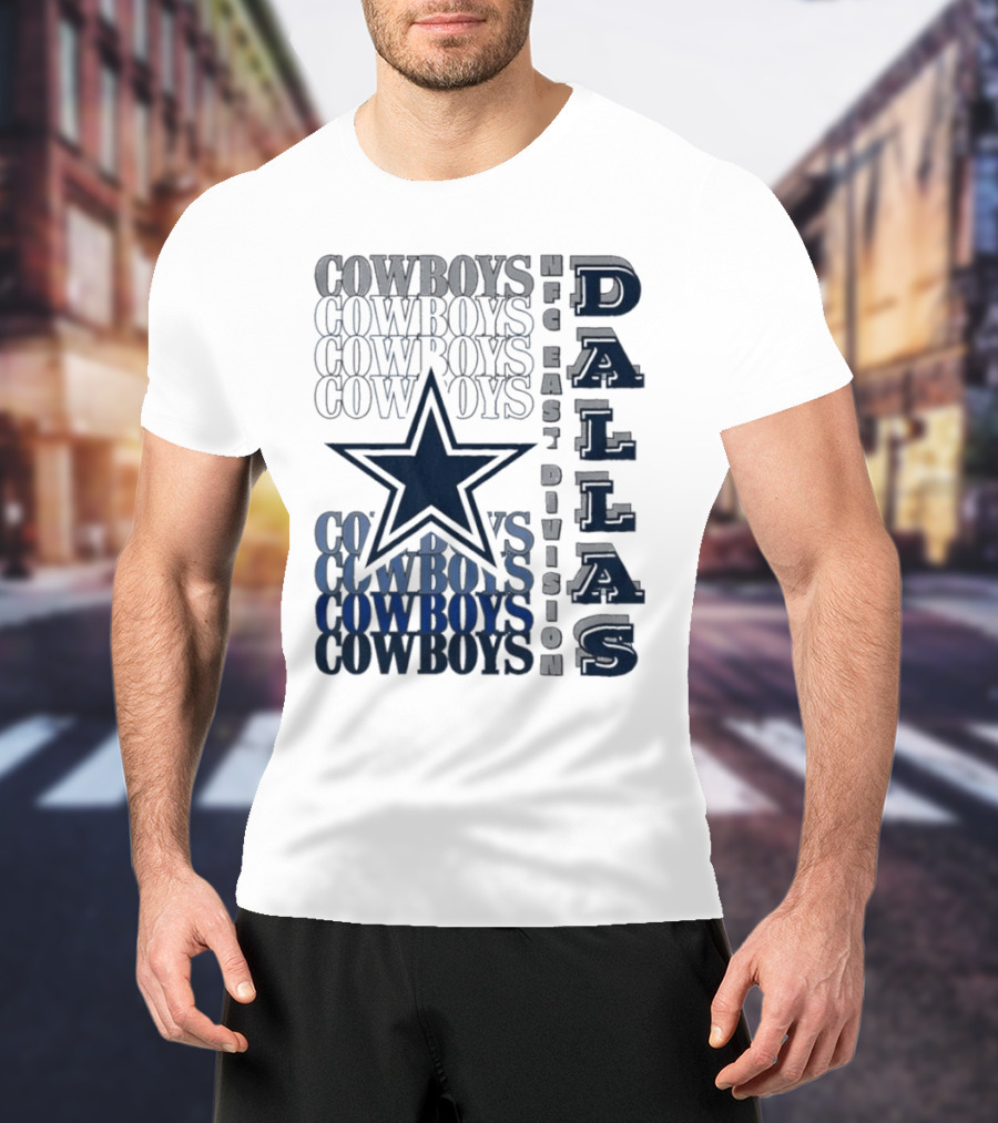 Dallas Cowboys NFC East Division Star Graphics Cowboys Text Pattern T-Shirt
