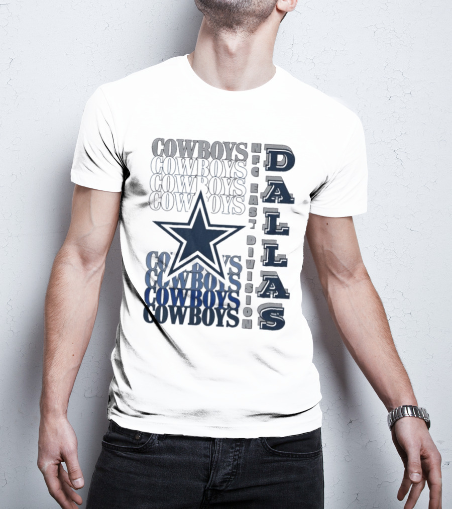 Dallas Cowboys NFC East Division Star Graphics Cowboys Text Pattern T-Shirt
