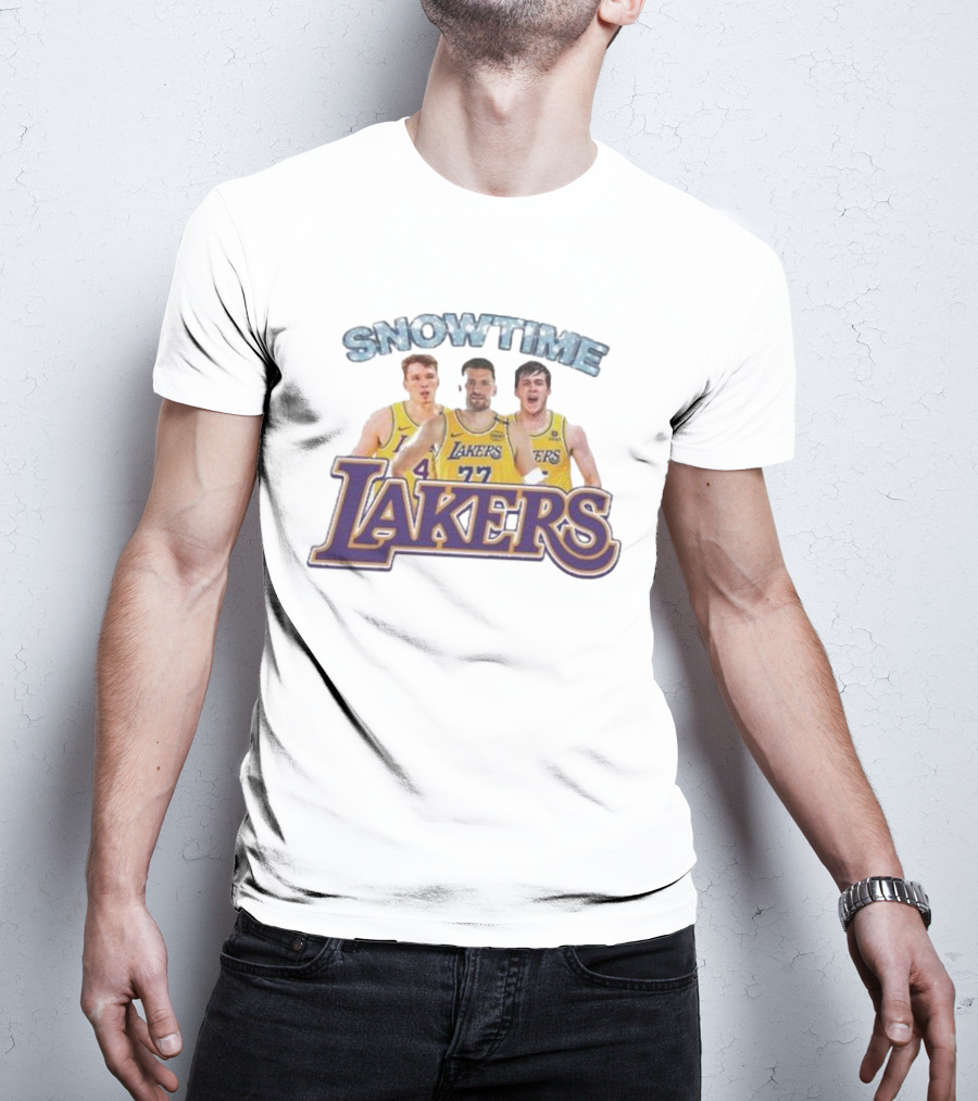 Los Angeles Lakers Snowtime Players Dalton Knecht Austin Reaves Luka Doncic T-Shirt