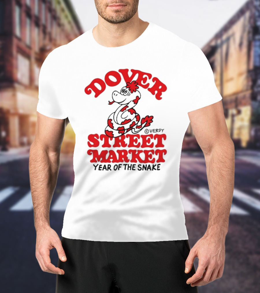 Dover Street Market X Year Of The Snake Red Text Desempacados Verdy Collaboration T-Shirt