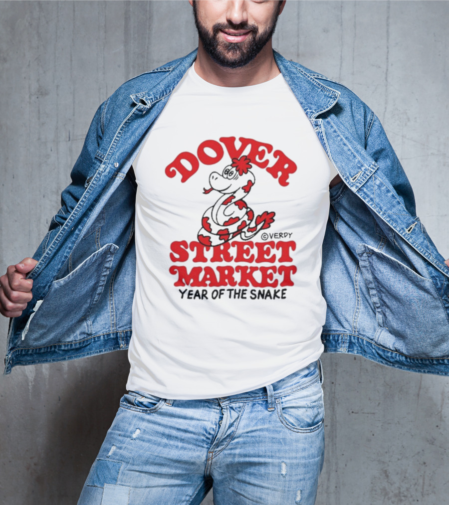 Dover Street Market X Year Of The Snake Red Text Desempacados Verdy Collaboration T-Shirt