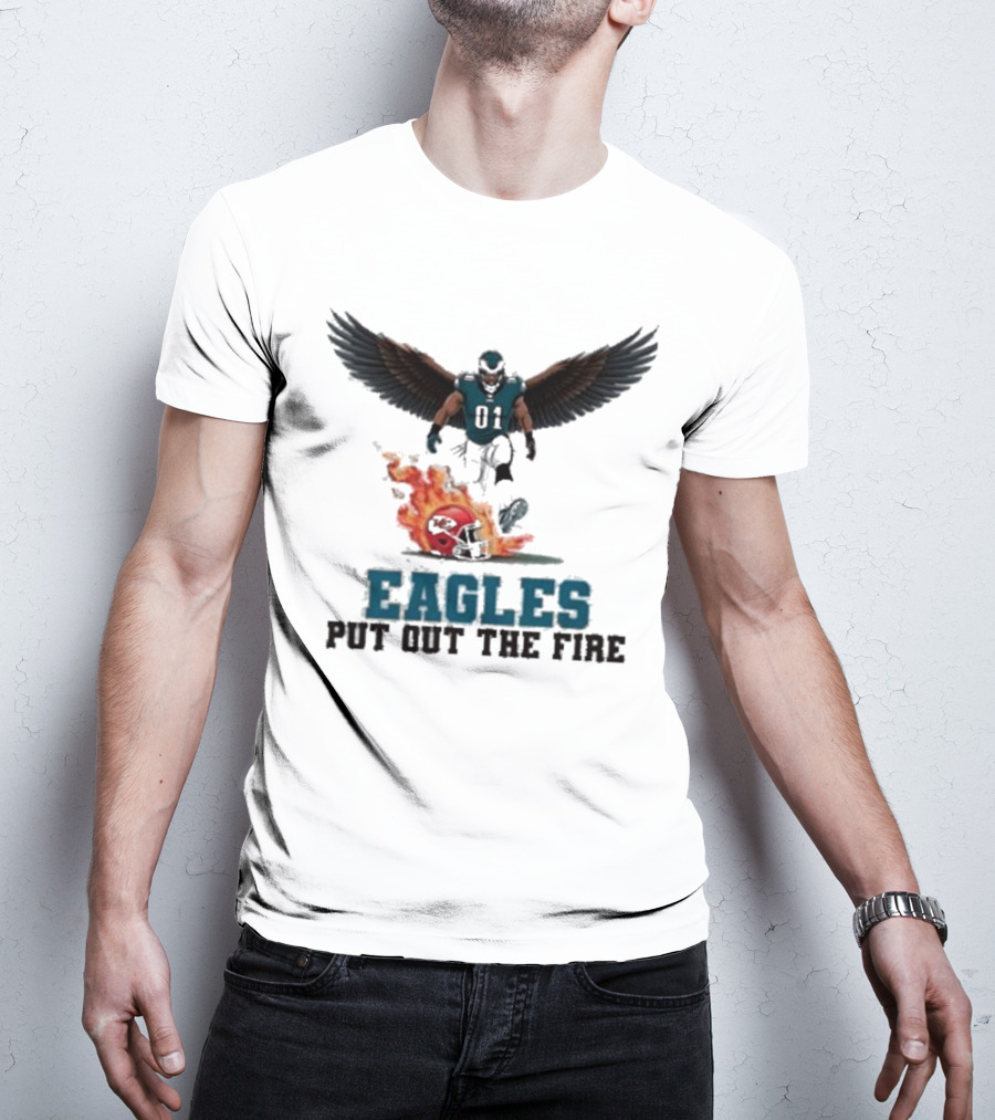 Eagles 01 Player Crushes Flaming Helmet T-Shirt