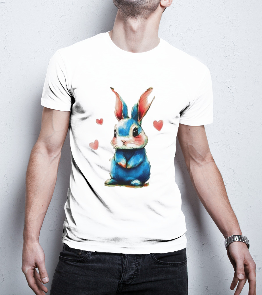 Everybody Knows That I’m Out Of Place Cute Blue Bunny With Hearts T-Shirt