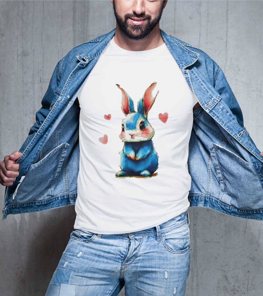 Everybody Knows That I’m Out Of Place Cute Blue Bunny With Hearts T-Shirt