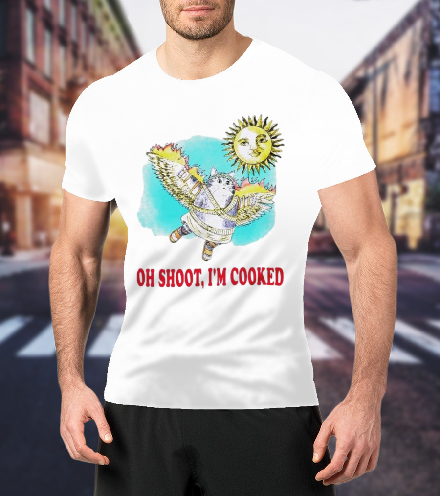 Oh Shoot I'm Cooked Winged Cat With Sun T-Shirt