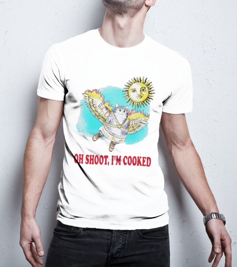 Oh Shoot I'm Cooked Winged Cat With Sun T-Shirt