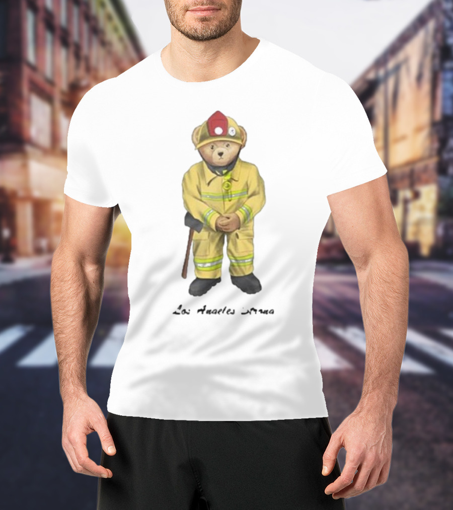 Firefighter Bear Standing In Uniform With Axe T-Shirt