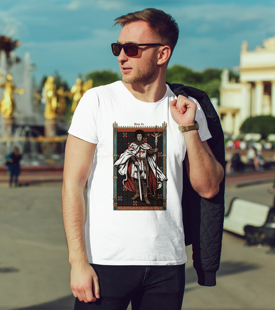 Fr Robinson Crusader Knight Medieval Tapestry Sporting Sword And Cross T-Shirt