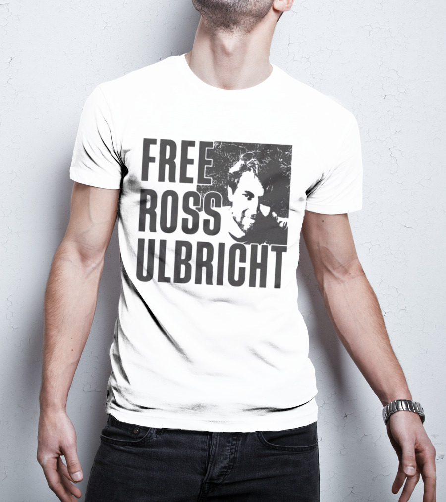 Free Ross Ulbricht Text With Distressed Face Graphic T-Shirt
