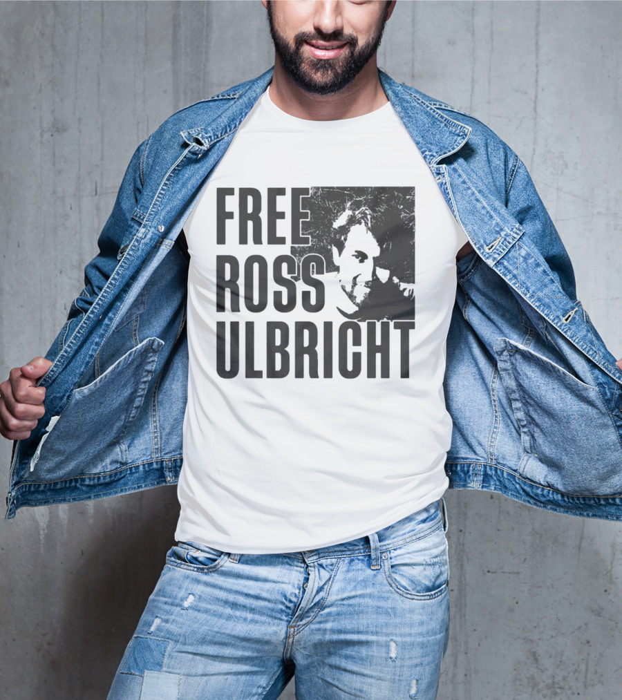 Free Ross Ulbricht Text With Distressed Face Graphic T-Shirt