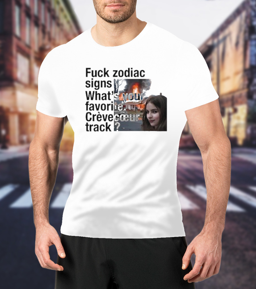 Crèvecoeur Track Favorite With Burning House Background And Girl Smirking T-Shirt