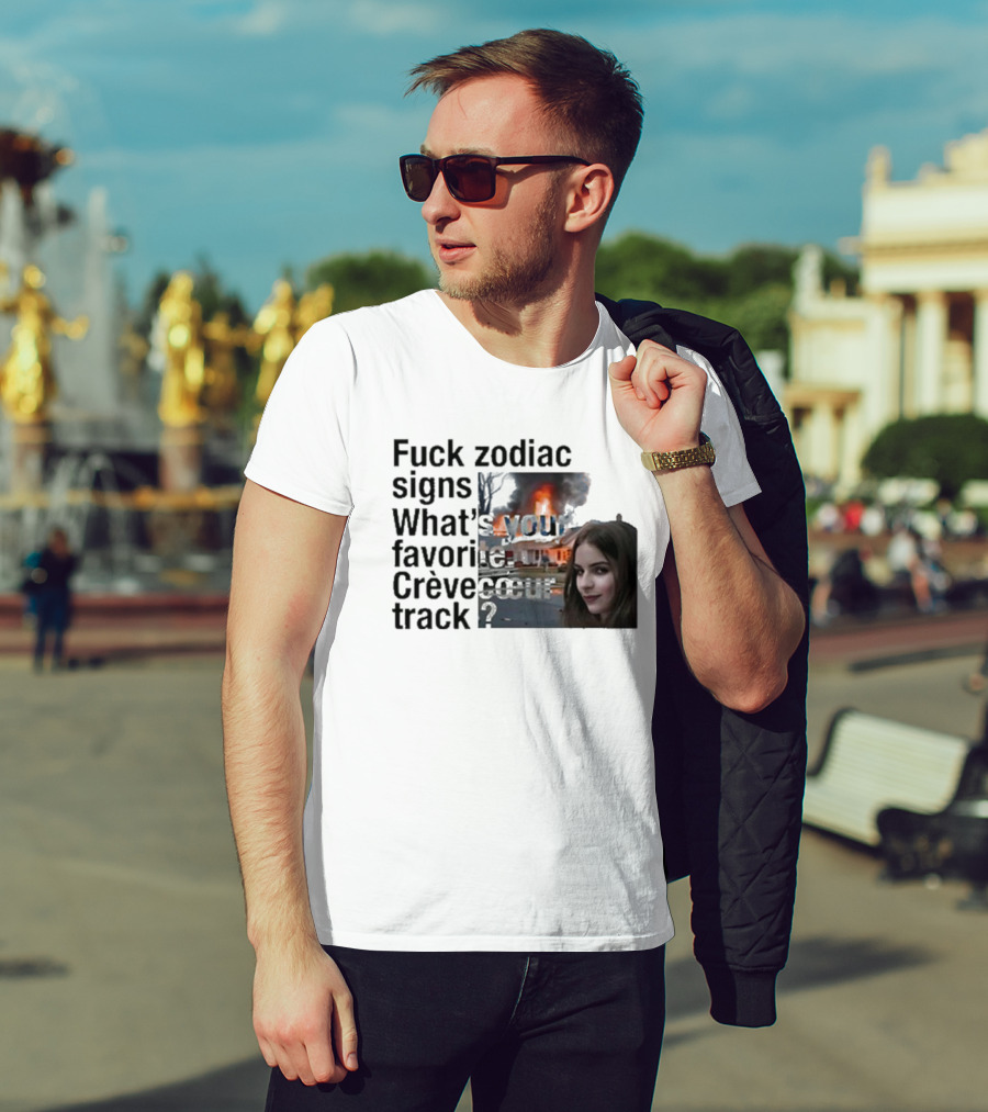 Crèvecoeur Track Favorite With Burning House Background And Girl Smirking T-Shirt