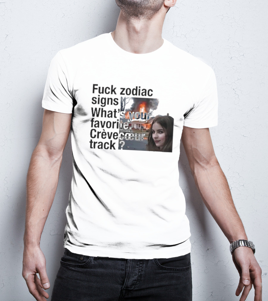 Crèvecoeur Track Favorite With Burning House Background And Girl Smirking T-Shirt