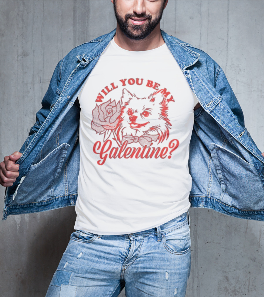 Will You Be My Galentine Hatchi Rose Dog Bow Tie T-Shirt