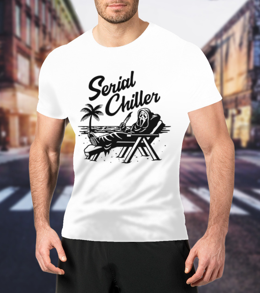 Ghost Face Serial Chiller Retro 80s Horror Theme T-Shirt