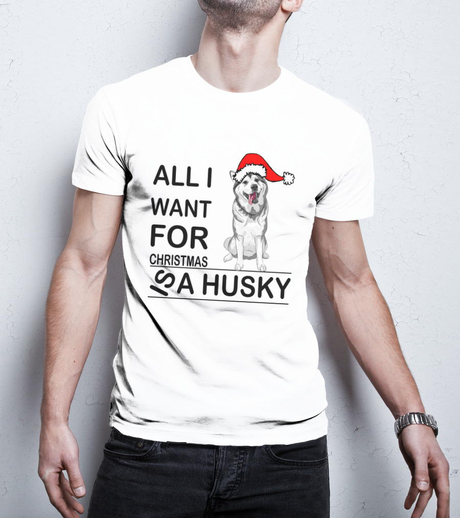 All I Want For Christmas Is A Husky With Santa Hat T-Shirt