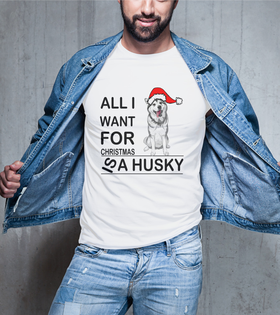 All I Want For Christmas Is A Husky With Santa Hat T-Shirt