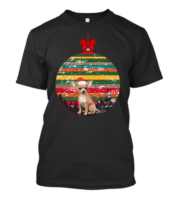 Christmas Vintage Chihuahua Ornament With Santa Hat T-Shirt