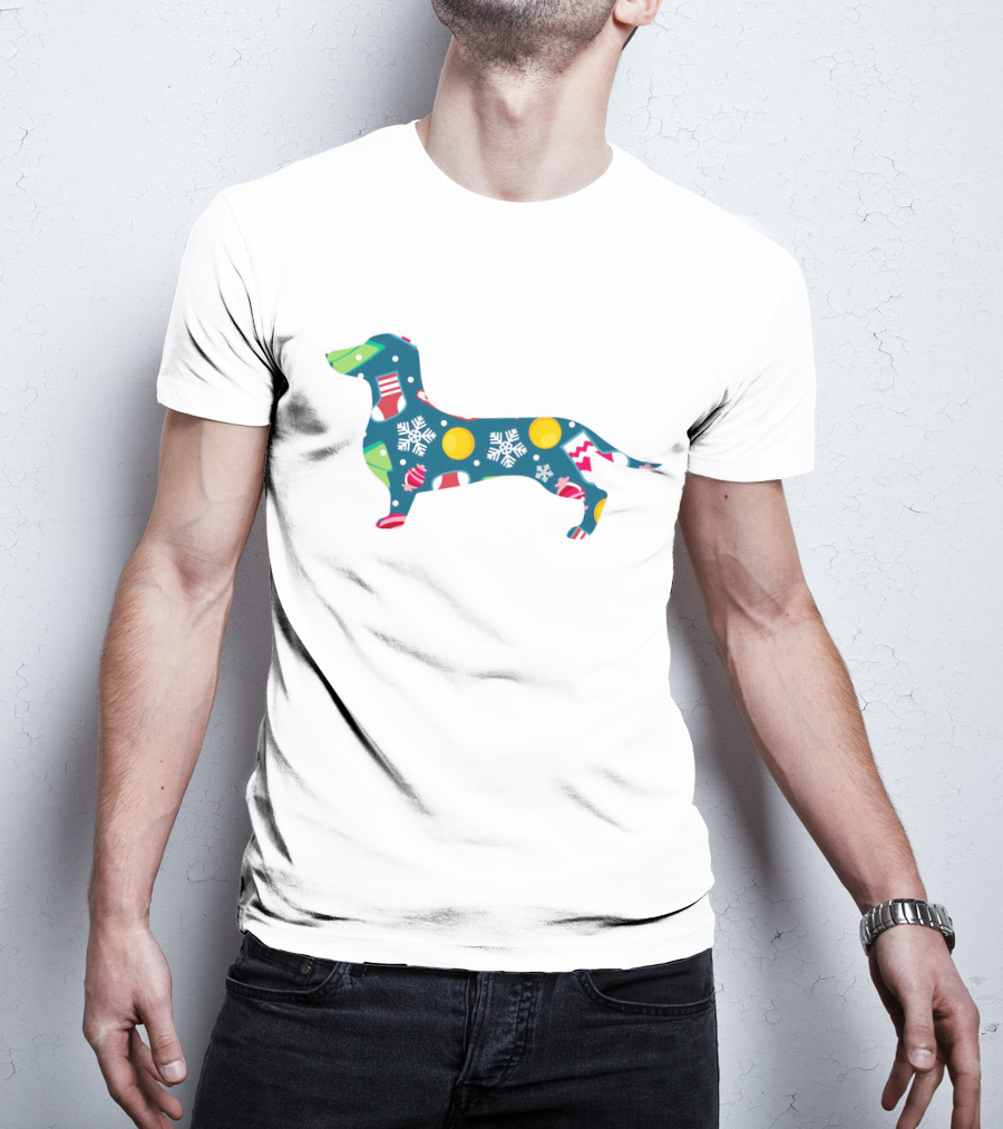 Dog Lover Christmas Snowflakes Ornaments Dachshund Holiday T-Shirt