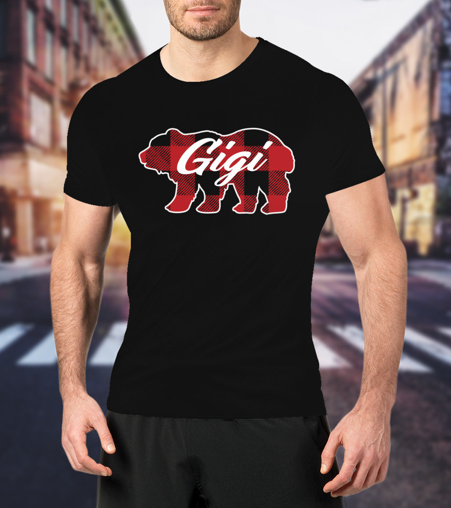 Family Christmas Matching Buffalo Plaid Bear Gigi T-Shirt