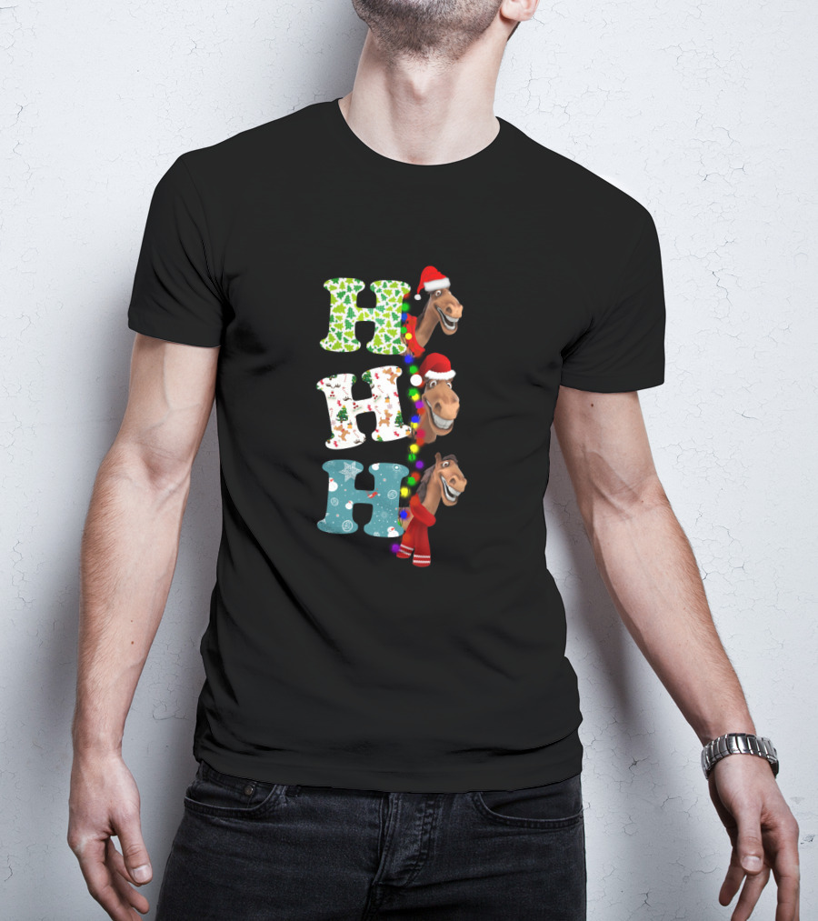 Christmas Hohoho Horse Santa Festive Letters T-Shirt