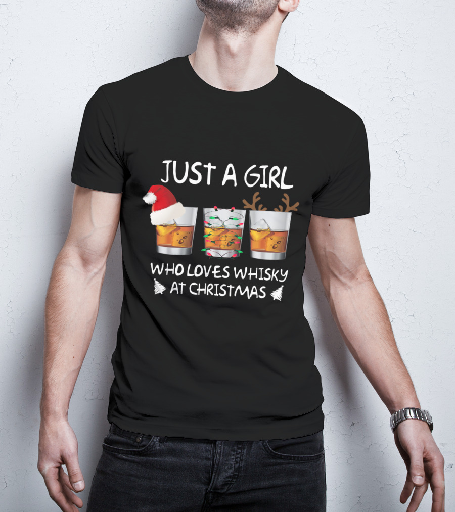 Just A Girl Who Loves Whisky At Christmas T-Shirt