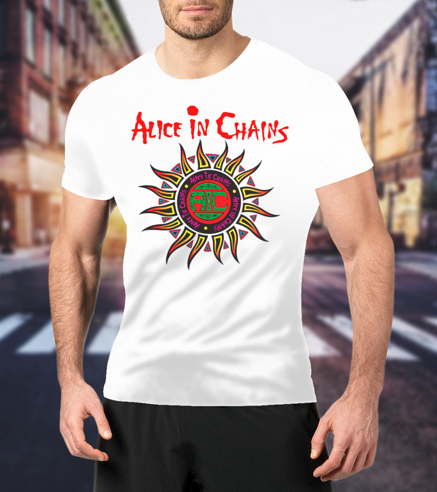 Alice In Chains Sun Graphic Logo With Circular Text T-Shirt