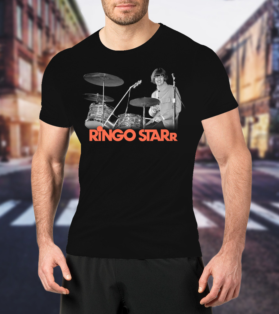 Ringo Starr Drummer Black And White Photo T-Shirt