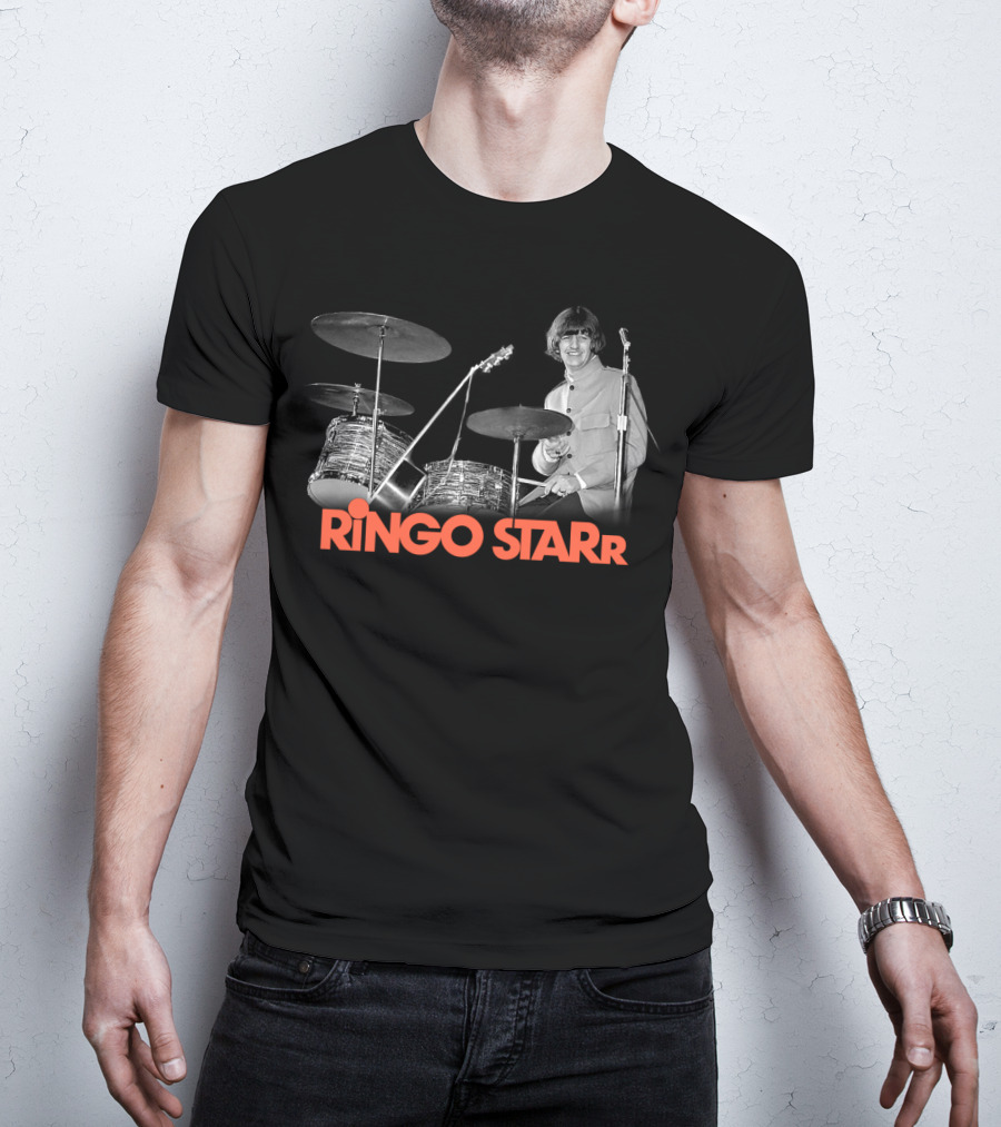 Ringo Starr Drummer Black And White Photo T-Shirt