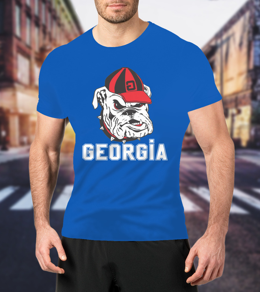 Georgia Bulldogs Vintage Red And Black Cap Bulldog T-Shirt