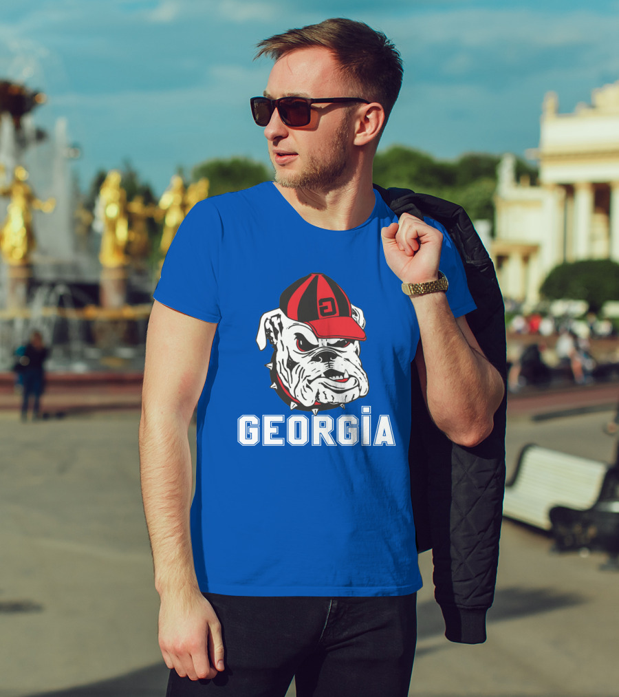 Georgia Bulldogs Vintage Red And Black Cap Bulldog T-Shirt