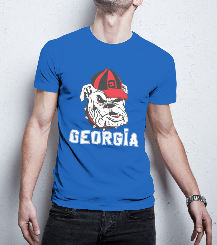 Georgia Bulldogs Vintage Red And Black Cap Bulldog T-Shirt