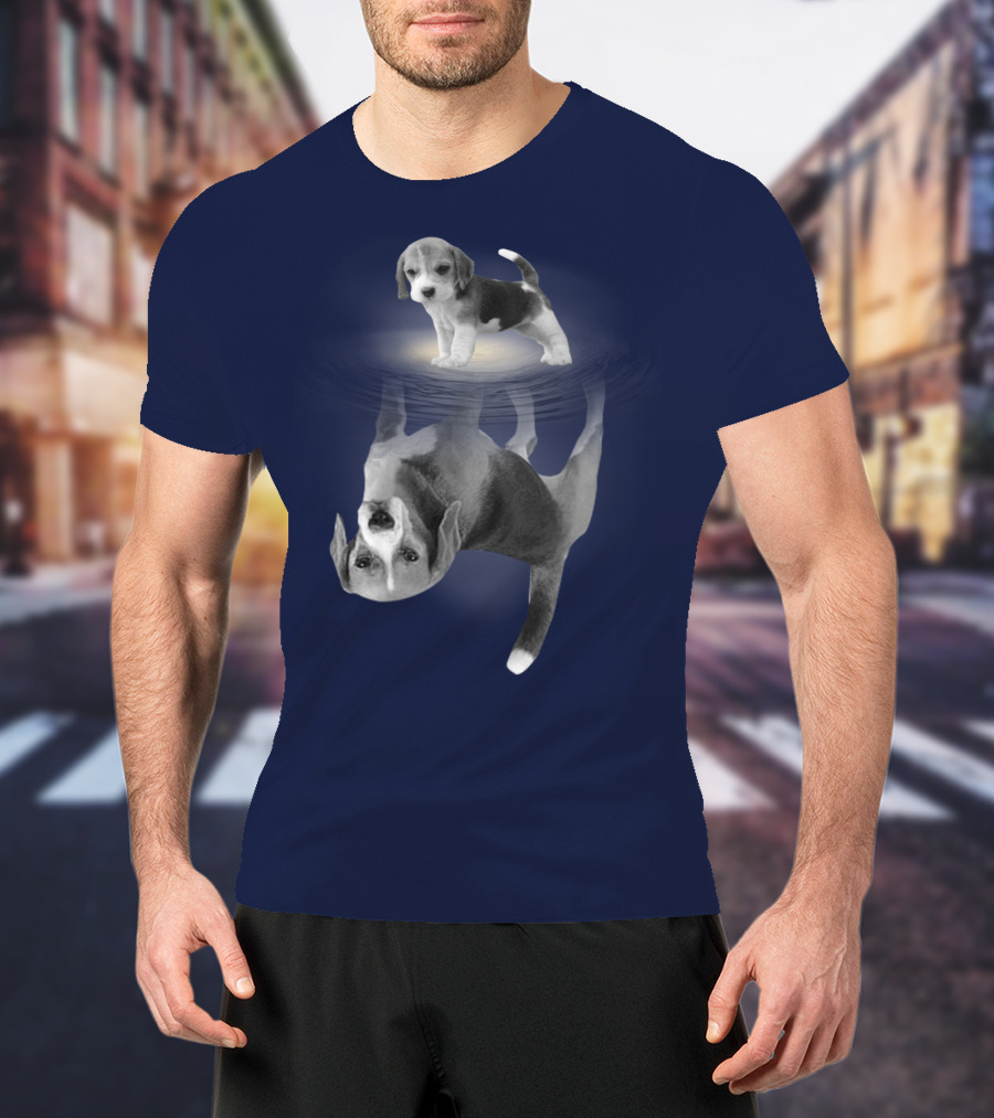 The Beagles Dog Humor Reflection Illusion For Funny Beagle Lovers T-Shirt