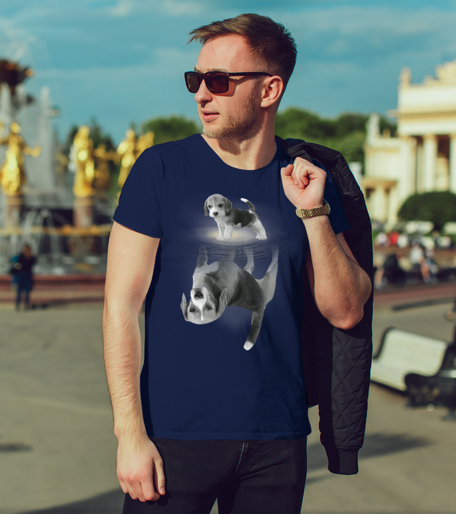 The Beagles Dog Humor Reflection Illusion For Funny Beagle Lovers T-Shirt