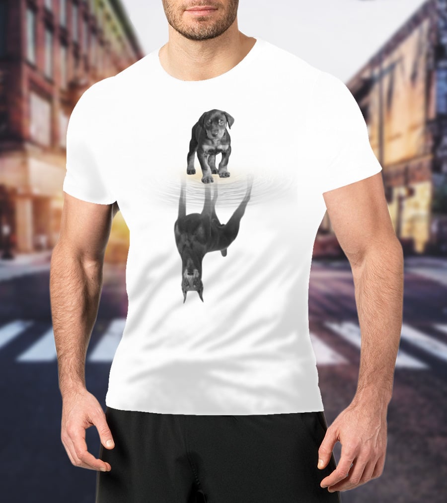 Doberman Puppy Reflection Women Men Kids Dog Love Pet T-Shirt
