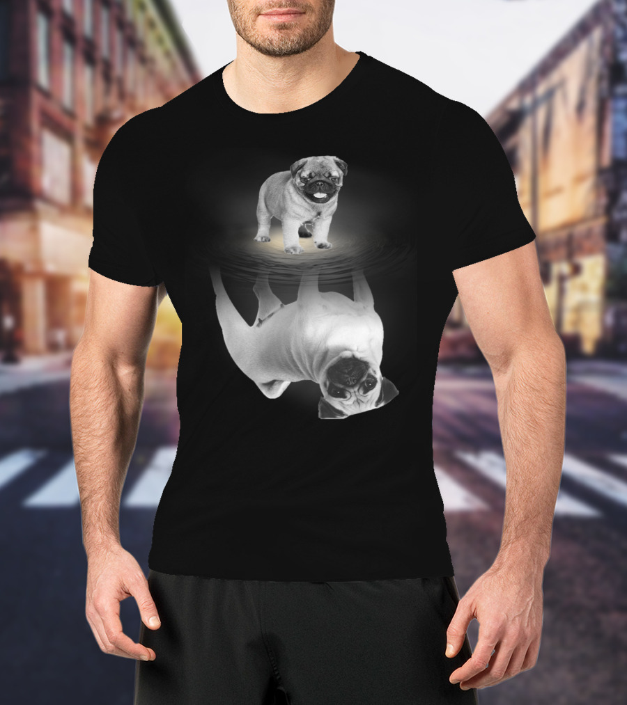 Puggy Potter Magic Wizard Pug Reflection With Funny Pug T-Shirt