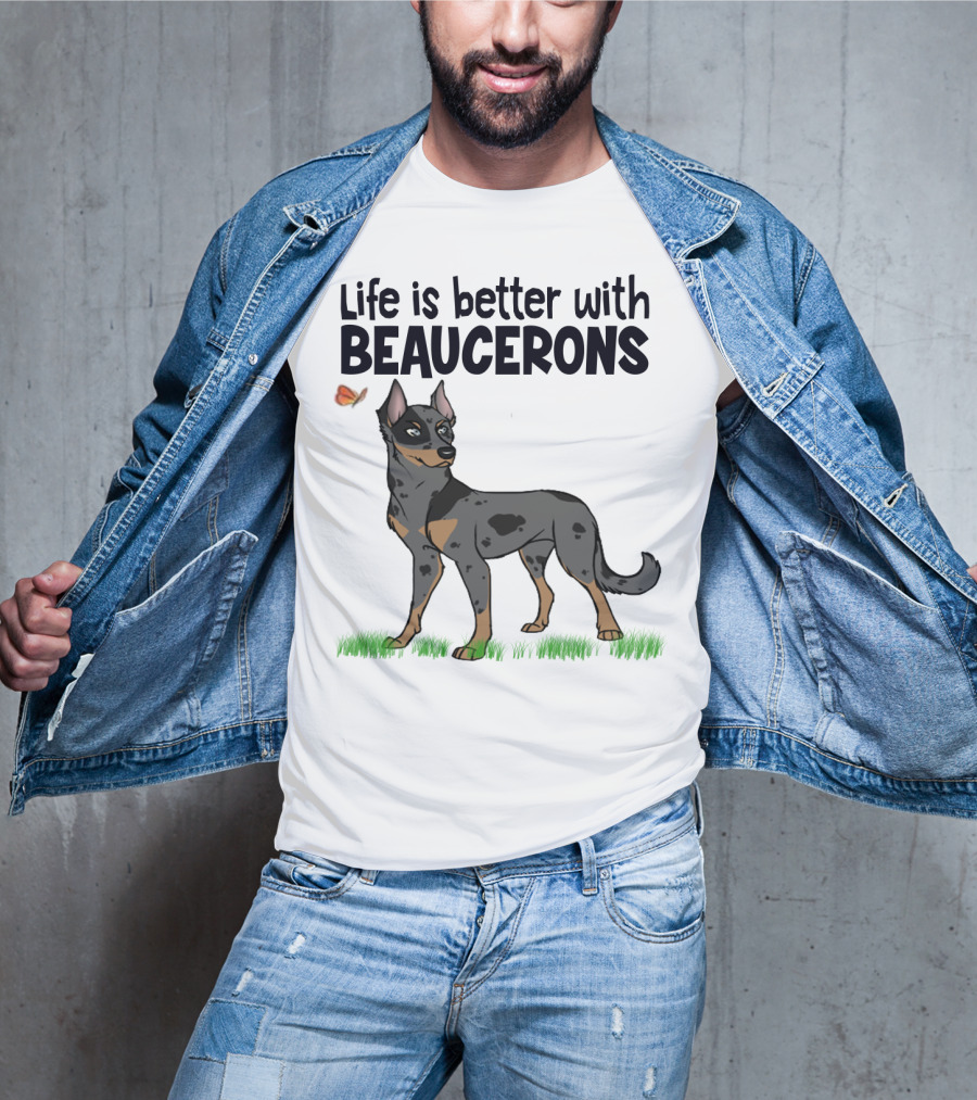 Life Is Better With Beaucerons Butterfly And Dog T-Shirt