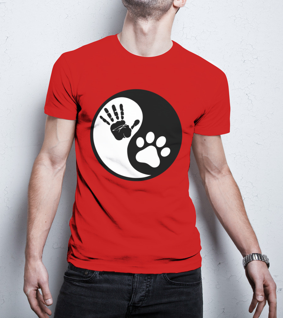 Yin Yang Hand Paw Print Best Dog Harmony T-Shirt