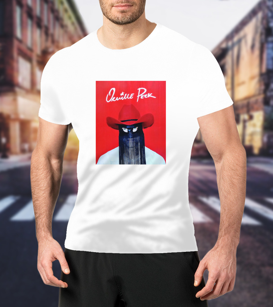 Orville Peck Red Hat Fringed Mask T-Shirt