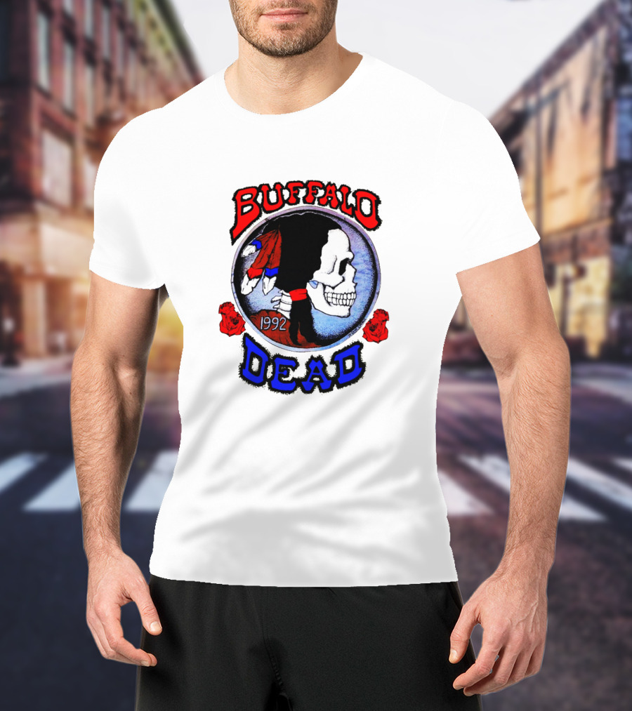 Buffalo Dead 1992 Skull With Roses T-Shirt