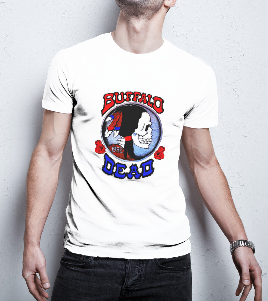 Buffalo Dead 1992 Skull With Roses T-Shirt