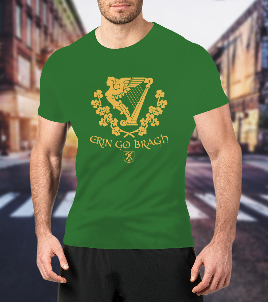 Erin Go Bragh Irish Harp And Shamrock Emblem T-Shirt