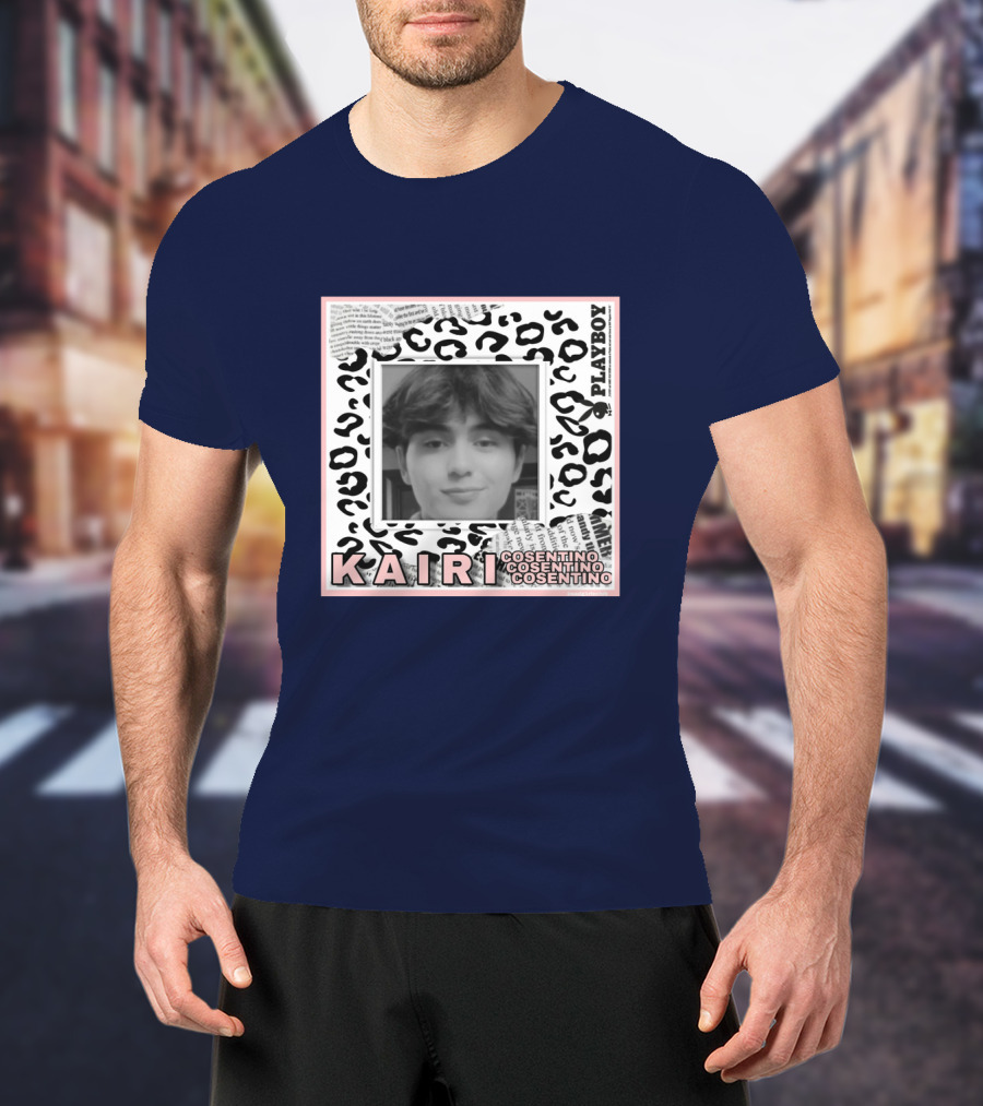 Kairi Cosentino Playboy Leopard Print Black And White Photo Montage T-Shirt