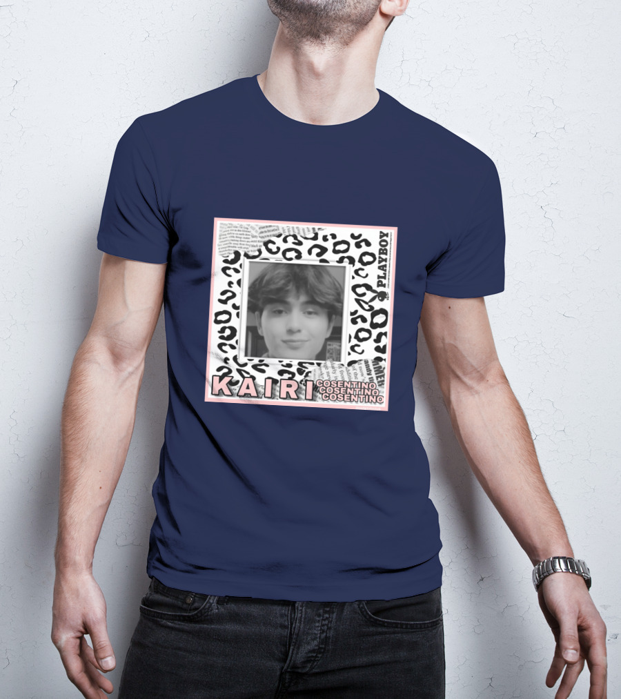 Kairi Cosentino Playboy Leopard Print Black And White Photo Montage T-Shirt