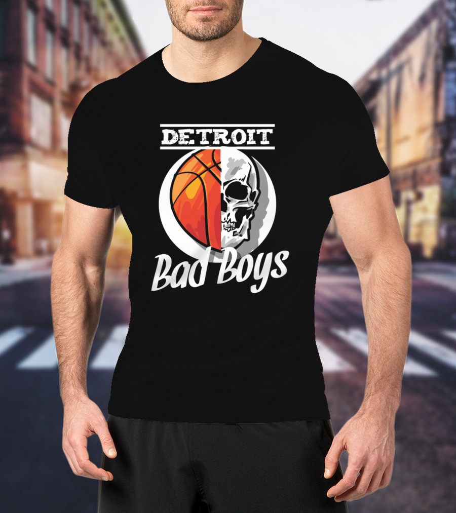 Detroit Bad Boys Basketball Skull T-Shirt