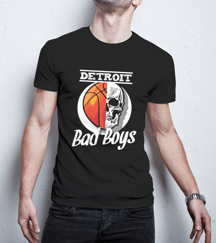 Detroit Bad Boys Basketball Skull T-Shirt